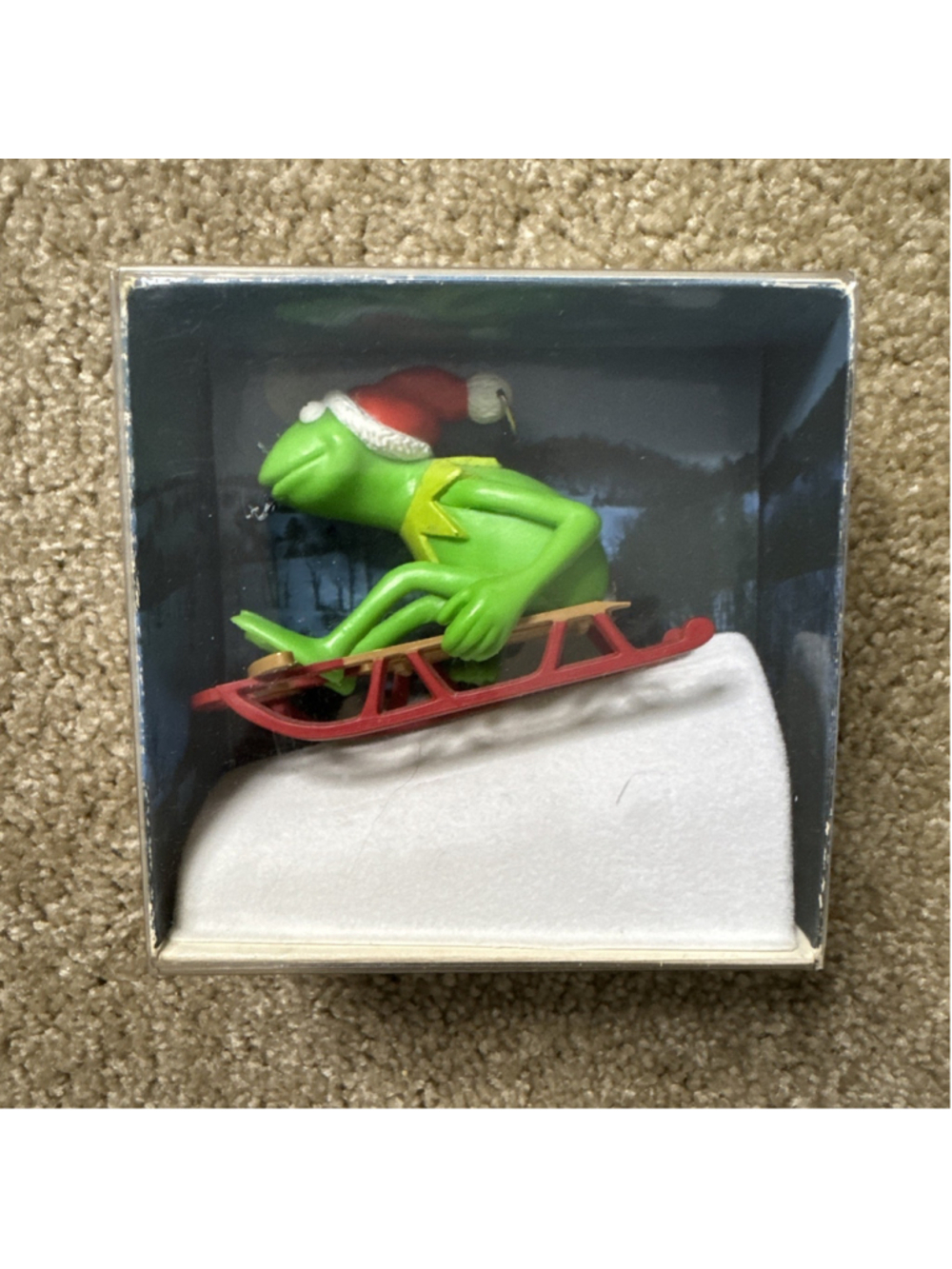 Hallmark Kermit the Frog Sledding Ornament Vintage 1981 with box